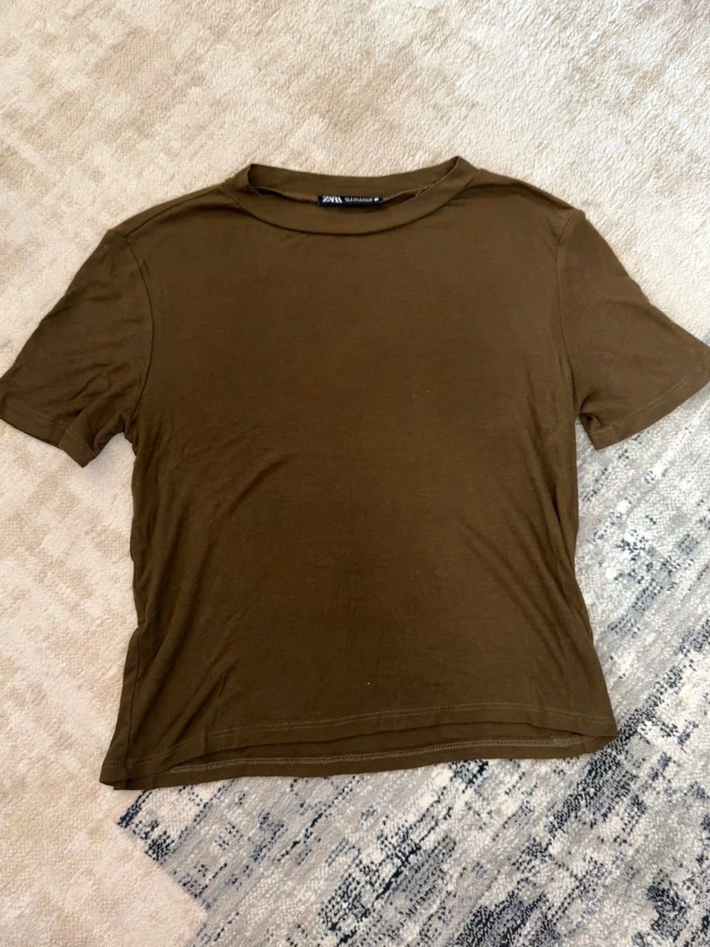 Zara Olive Green Short Sleeve Crew Tee